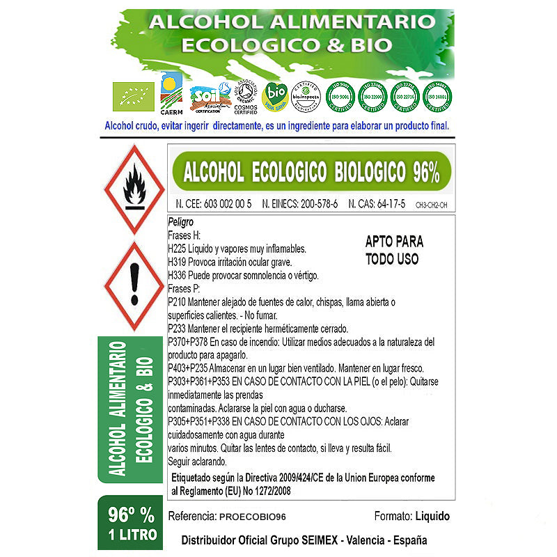 ALCOHOL ECOLOGICO & BIO 96% – AWI / INDUSTRIA MUNDO ALIMENTACIÓN