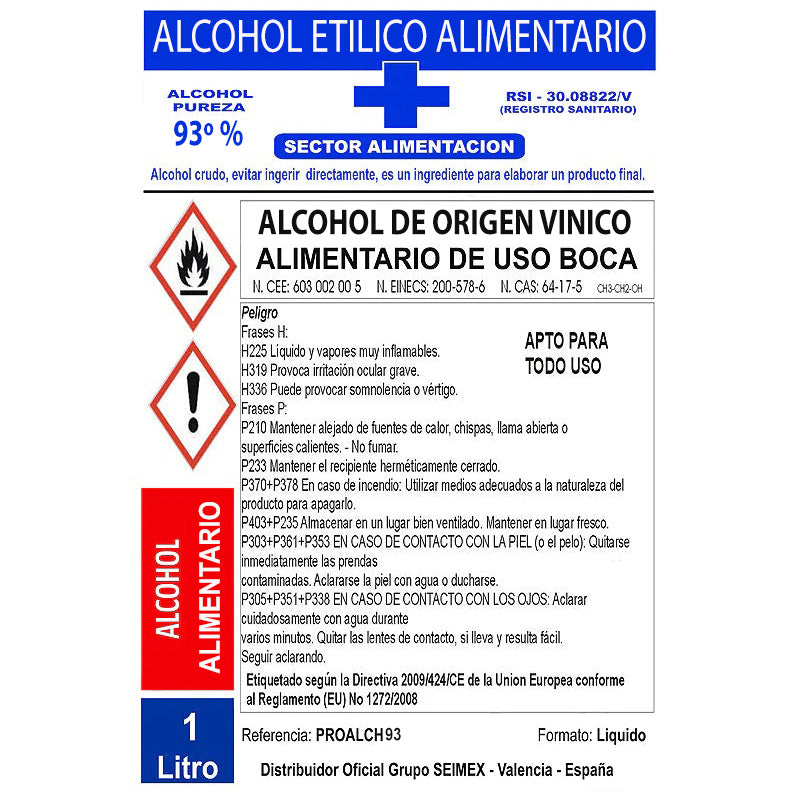 ALCOHOL ETILICO VINICO 93% – AWI / INDUSTRIA MUNDO ALIMENTACIÓN